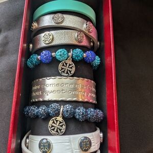 Rustic Cuff Turquoise, Teal & Silver Stacked Bracelet Set